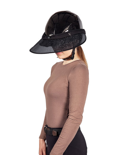 Black glitter sun visor for equestrian helmets model GLITTER