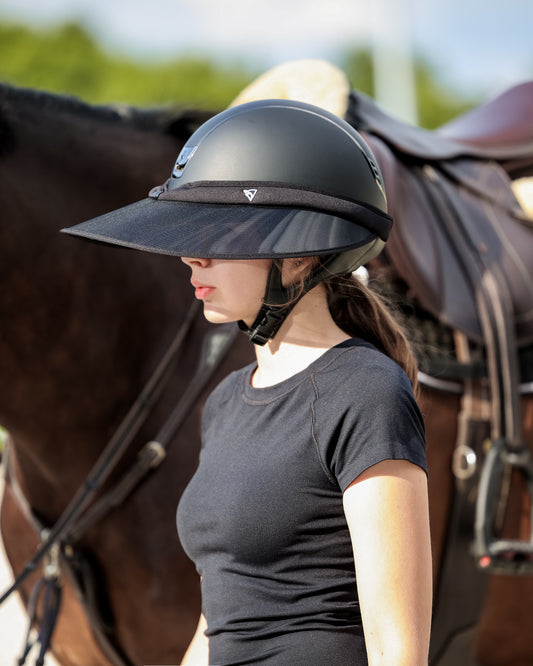 Black sun visor for equestrian helmet model MATTE